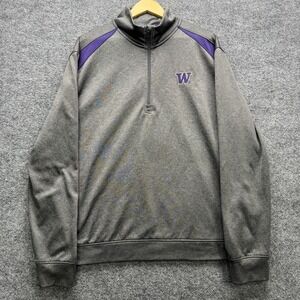 Colosseum Huskies Quarter Zip Pullover Men's XL Gray/Purple Fleece Lined